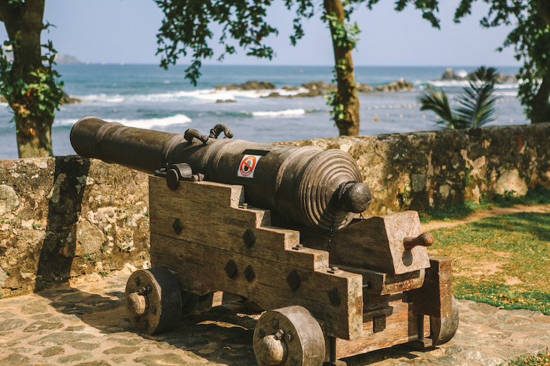 A cannon on display at Galle Fort in Sri Lanka