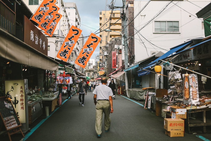 Tsukiji outer market in Tokyo