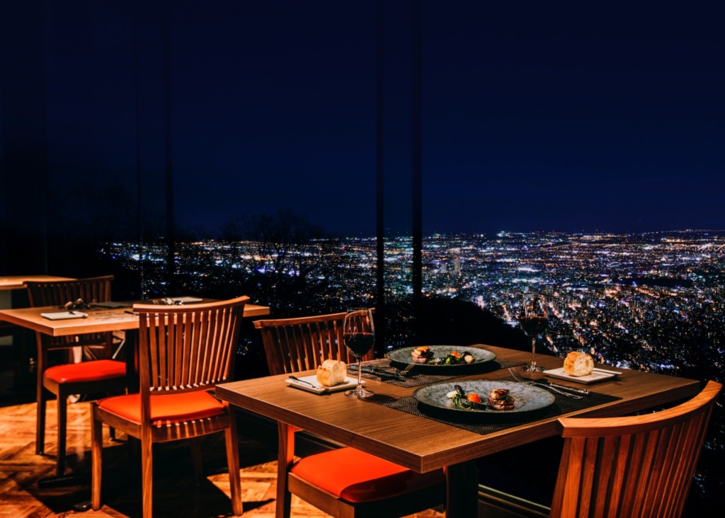 Mount Moiwa in Sapporo. View from the restaurant. 